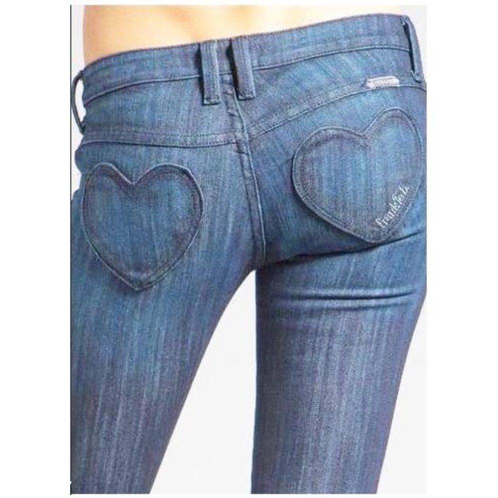 Frankie B Boho Heart Pocket Blue Flare Denim Jeans